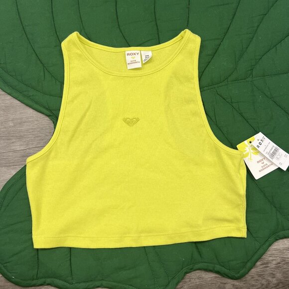 Roxy x Kate Bosworth Womens Small Surf Kind Kate Crop Tank Yellow Top Beachy - Picture 1 of 4